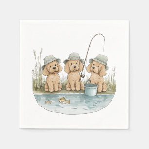 Servilleta De Papel Perros Goldendoodle pescando