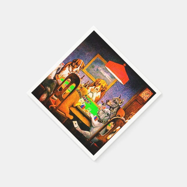 Servilleta De Papel Perros jugando al póquer (Borde)