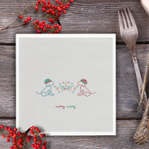 Perros jugando con Navidades Luces Fiestas Napkins