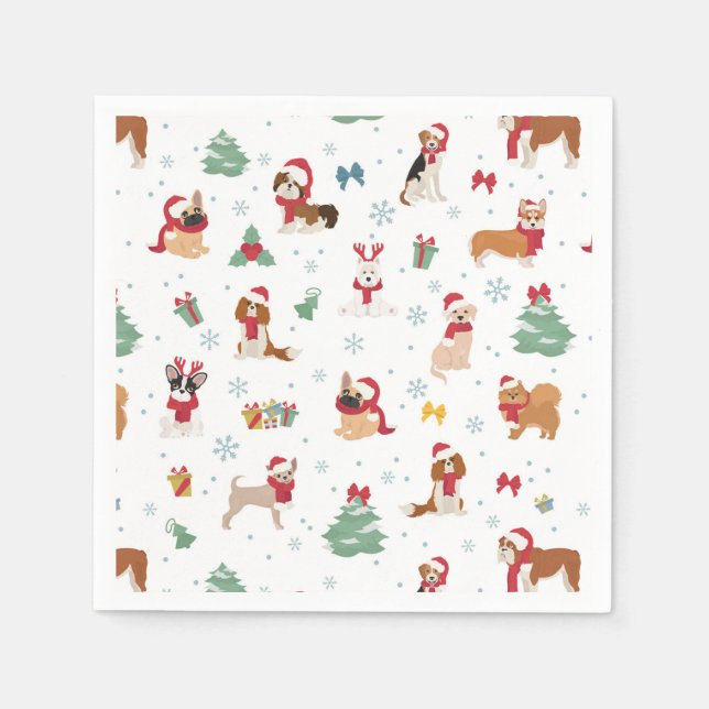 Servilleta De Papel Perros navidades en accesorios de vacaciones (Anverso)