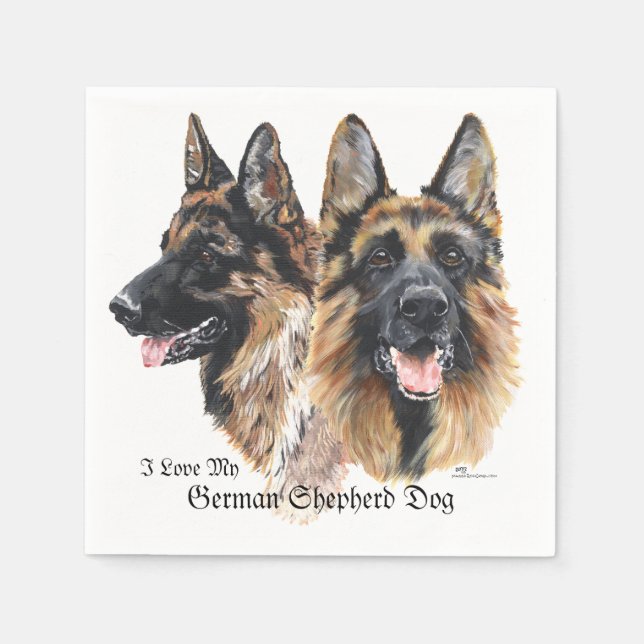 Servilleta De Papel Perros Pastor Alemán (Anverso)