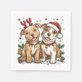 Servilleta De Papel Perros Pit Bull de Navidad