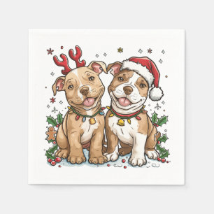 Servilleta De Papel Perros Pit Bull de Navidad