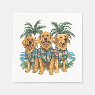 Servilleta De Papel Perros recuperadores de oro con camiseta hawaiana