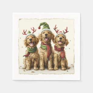 Servilleta De Papel Perros recuperadores de oro de navidades