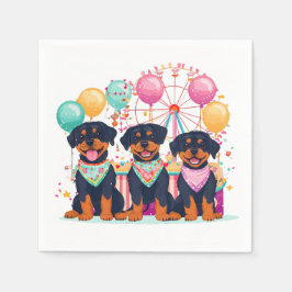 Servilleta De Papel Perros Rottweiler En Un Carnaval