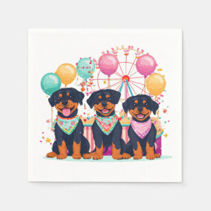 Servilleta De Papel Perros Rottweiler En Un Carnaval