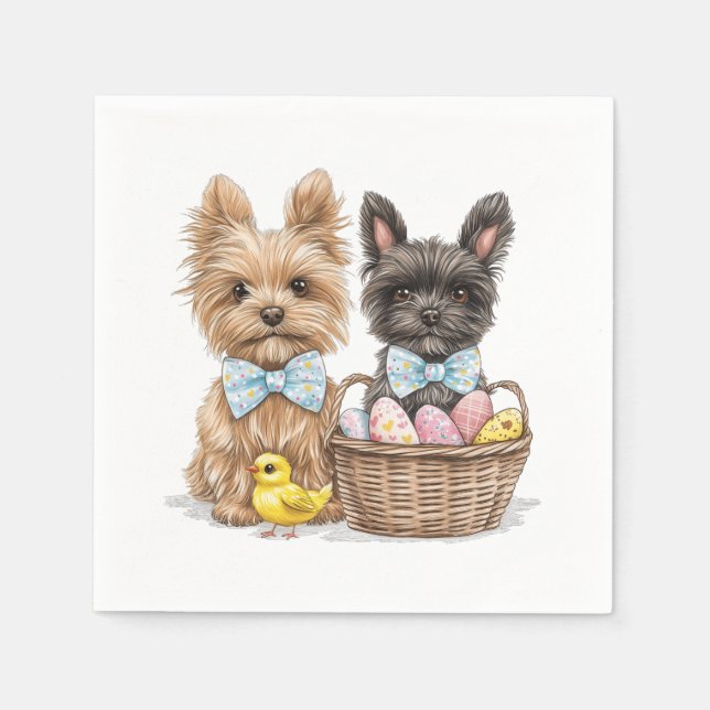 Servilleta De Papel Perros Terrier de Easter Yorkshire (Anverso)