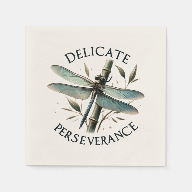 Servilleta De Papel Perseverancia Delicada - Dragonfly artístico (Anverso)