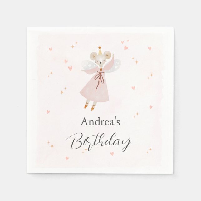 Servilleta De Papel Persinalized Pastel Pink Baby Mouse Cute Napkin (Anverso)