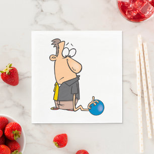 Servilleta De Papel Personaje divertido de bolos triste con bola de bo