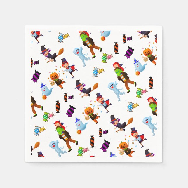 Servilleta De Papel Personajes de Cute Halloween (Anverso)