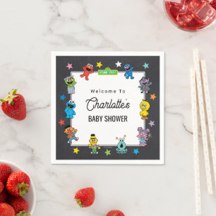 Servilleta De Papel Personajes de Sesame Street Pizarra Baby Shower