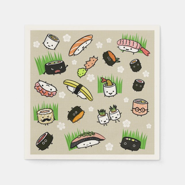 Servilleta De Papel Personajes de Sushi (Anverso)