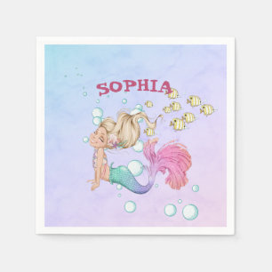 Servilleta De Papel Personal de Mermaid Cute rosa Azul