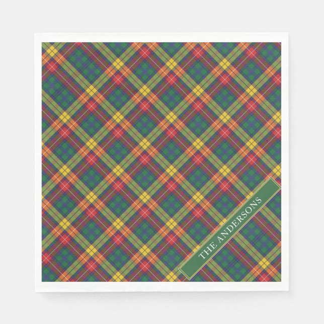 Servilleta De Papel Personalice el clan Buchanan Tartan Plaid (Anverso)