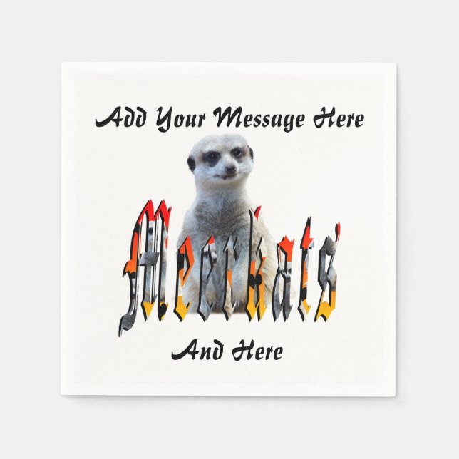 Servilleta De Papel Personalice Esta Plantilla De Meerkat Y Logo, (Anverso)
