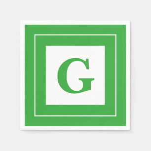 Servilleta De Papel Personalice: Inicial verde minimalista geométrica