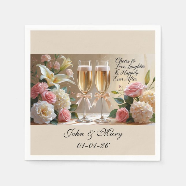 Servilleta De Papel Personalised Wedding Napkins-Happily Ever After (Anverso)