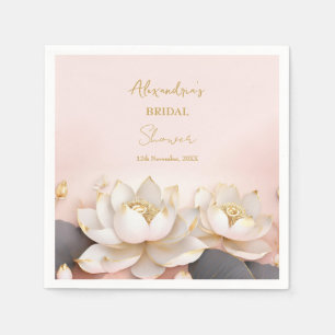 Servilleta De Papel Personaliza Bridal Shower Pink Lotus No 8