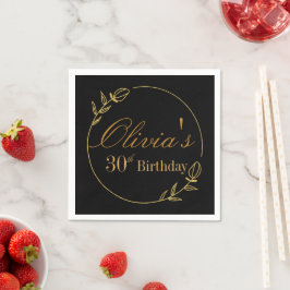 Servilleta De Papel Personaliza Cumpleaños con Marco Dorado