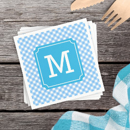 Servilleta De Papel Personaliza el monograma de Baby Blue Gingham