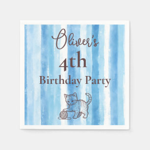 Servilleta De Papel Personaliza Kit de Cumpleaños Niño Vintage Gato Az