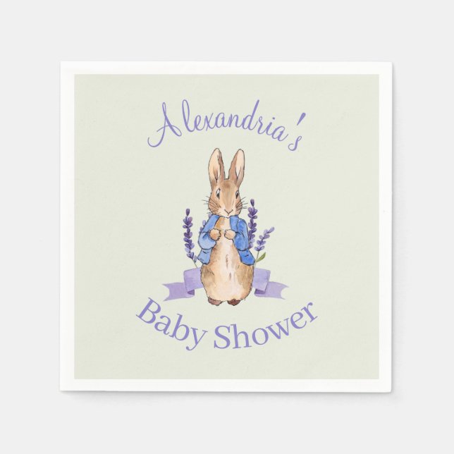 Servilleta De Papel Personaliza la ducha de bebé en conejo (Anverso)