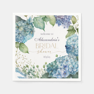 Servilleta De Papel Personaliza la Ducha Nupcial con Hortensias Azules
