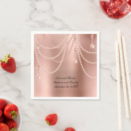 Servilleta De Papel Personaliza Perlas de Oro Rosa Diamantes Brillante