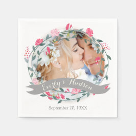 Servilleta De Papel Personaliza tu foto Boda de bosque rosa de cuarzo