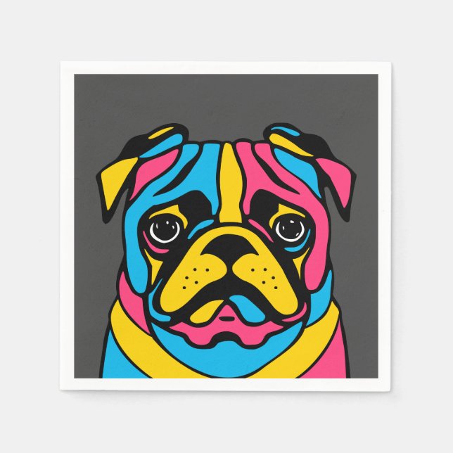 Servilleta De Papel personalizable 3 tono pug (Anverso)
