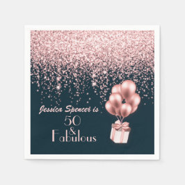 Servilleta De Papel Personalizable 50 y fabuloso Rosa Oro 50 cumpleaño