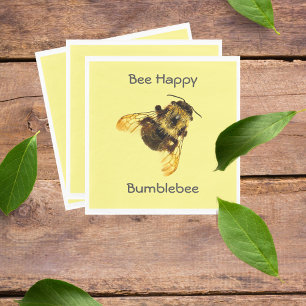 Servilleta De Papel Personalizable amarillo Bumblebee Bee Happy