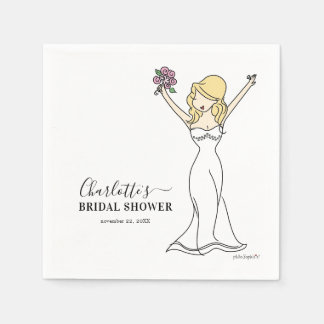 Servilleta De Papel Personalizable Avatar Bridal Shower | Cabello larg