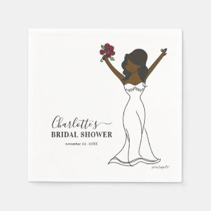 Servilleta De Papel Personalizable Avatar Bridal Shower   Cabello larg
