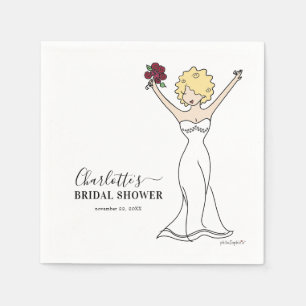 Servilleta De Papel Personalizable Avatar Bridal Shower   Curly Hair