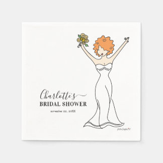 Servilleta De Papel Personalizable Avatar Bridal Shower | Curly Hair