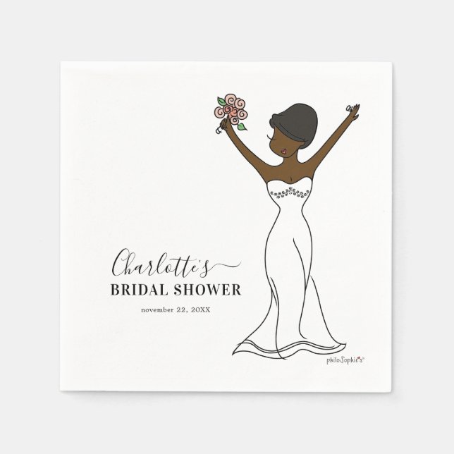 Servilleta De Papel Personalizable Avatar Bridal Shower | Pelo corto (Anverso)