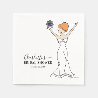 Servilleta De Papel Personalizable Avatar Bridal Shower | Pelo corto
