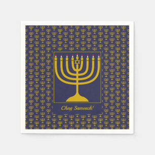 Servilleta De Papel Personalizable azul oscuro Hanukkah MENORAH