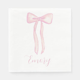 Servilleta De Papel Personalizable Baby Shower Napkins Bow Rosado