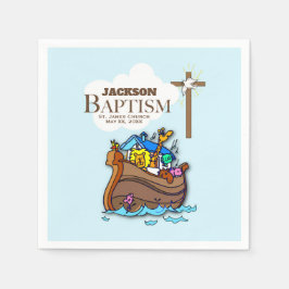 Servilleta De Papel Personalizable, Bautizo de Niño Arca de Noé