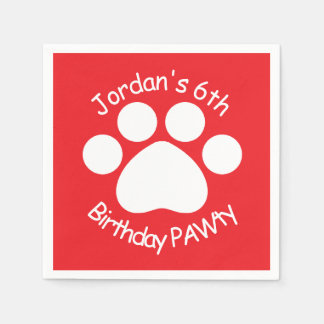 Servilleta De Papel Personalizable Cumpleaños PAWty - Rojo