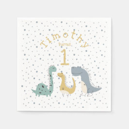 Servilleta De Papel Personalizable Cute Pastel Dinosaurios Cumpleaños