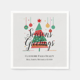 Servilleta De Papel Personalizable de árbol de Navidad retro