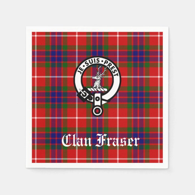 Servilleta De Papel Personalizable de Clan Fraser Escudo Badge Tartán (Anverso)