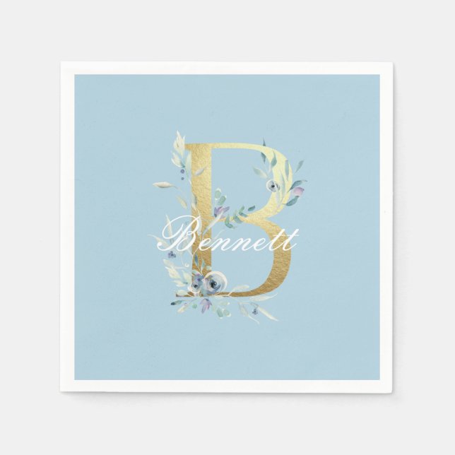 Servilleta De Papel Personalizable de la letra "B" dorada (Anverso)