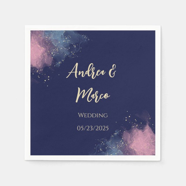 Servilleta De Papel Personalizable de lujo Watercolor Beach Wedding (Anverso)