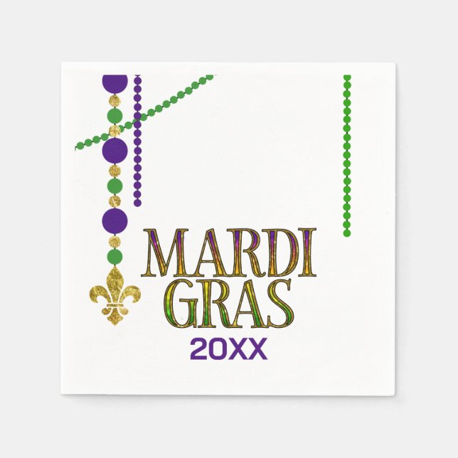 Servilleta de papel personalizable de Mardi Gras (Anverso)